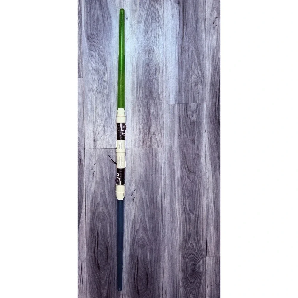 Star Wars Double Bladed Light Saber 2009 Green Blue WORKS LFL Hasbro Sounds/Ligh